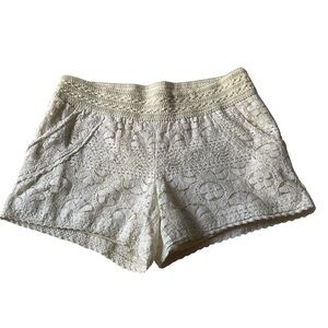 JUSTICE Lace Shorts Pockets Lining Elastic Waist Creamy White Girls Size 10